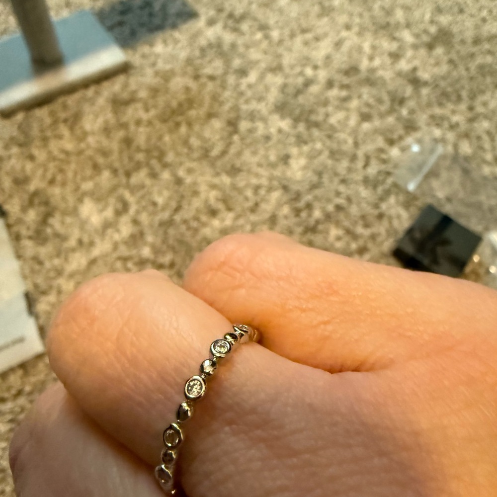 New!! Thin Stackable White Gold Plated Ring Size … - image 4